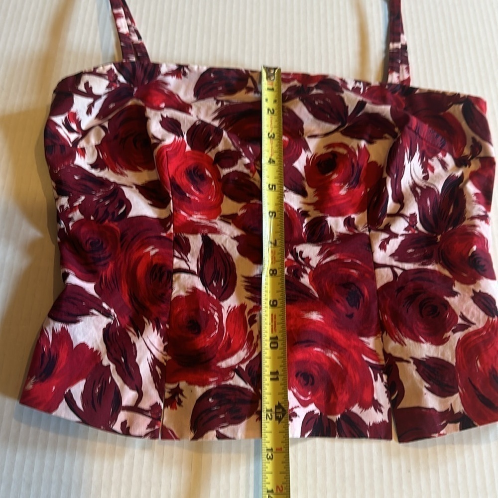 Trina Turk Los Angeles sleeveless red burgundy floral top adjustable straps - Picture 7 of 11